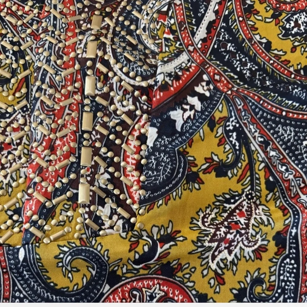 Peck & Peck Multicolor Paisley Beaded Tunic